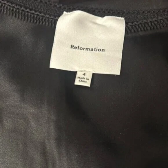 NEW Reformation Layla Silk Midi Skirt Elastic Waist in Black | US 4 UK 8 - Picture 8 of 10